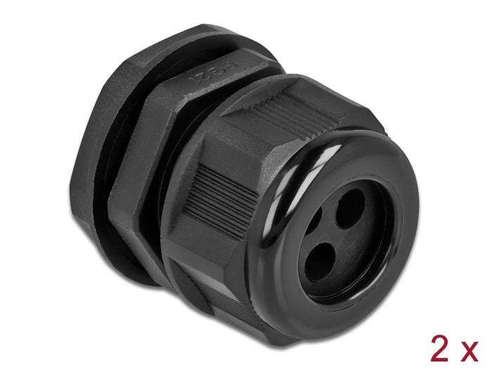 Delock 60377 Cable Gland Pg21 For Round Cable With Three Cable Entries 2 Pieces