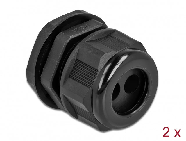 Delock 60371 Cable Gland Pg21 For Round Cable With Two Cable Entries 2 Pieces