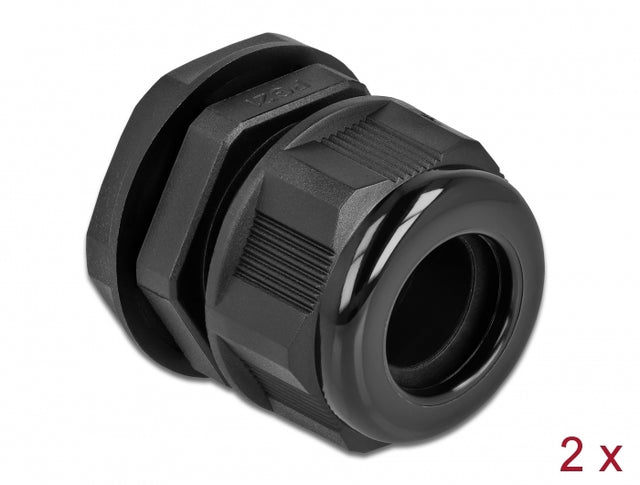 Delock 60367 Cable Gland Pg21 For Round Cable Black 2 Pieces