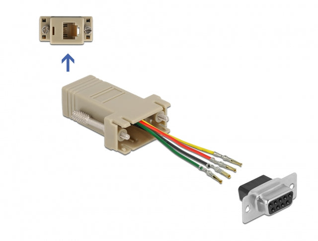 Delock 66770 D-Sub 9 Pin Female To Rj11/Rj14 6P/4C Female Assembly Kit