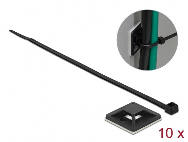 Delock 18674 Cable Tie Mount 30 X 30 Mm With Cable Tie L 200 X W 4.8 Mm Black