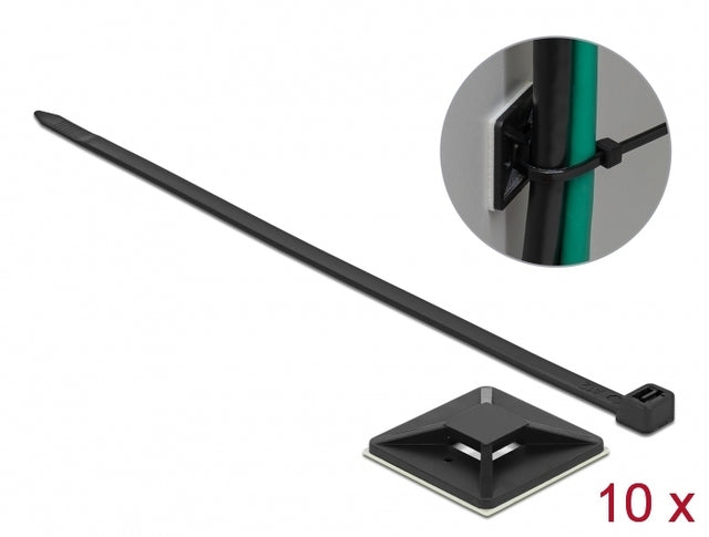 Delock 18675 Cable Tie Mount 40 X 40 Mm With Cable Tie L 250 X W 7.2 Mm Black