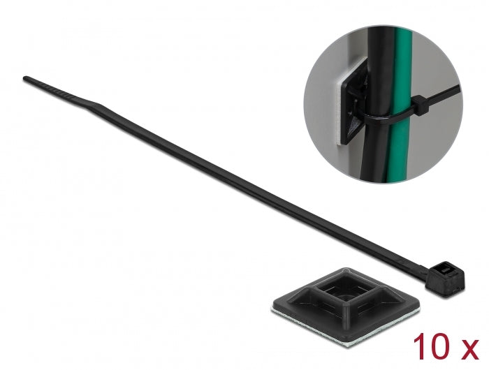 Delock 18681 Cable Tie Mount 28 X 28 Mm With Cable Tie L 300 X W 3.4 Mm Black