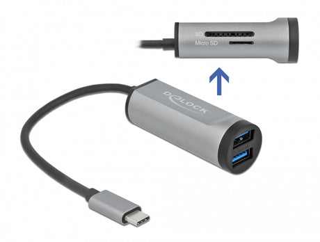 Delock 64115 2 Port Usb 3.2 Gen 1 Hub With Usb Type-C™ Connection And Sd