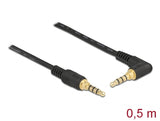 Delock 85607 Stereo Jack Cable 3.5 Mm 4 Pin Male > Male Angled 0.5 M Black