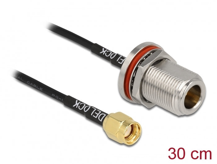 Delock 89059 Antenna Cable Rp-Sma Plug To N Jack Rg-174 30 Cm