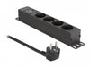 Delock 66818 Power Socket 4-Way With Surge Protection 1U Black