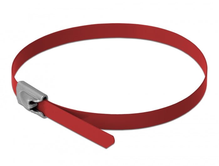 Delock 18777 Stainless Steel Cable Ties L 200 X W 4.6 Mm Red 10 Pieces