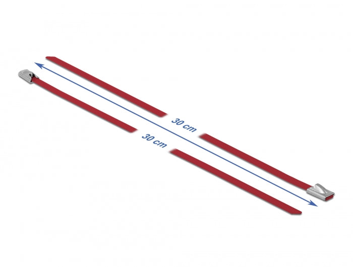 Delock 18778 Stainless Steel Cable Ties L 300 X W 4.6 Mm Red 10 Pieces