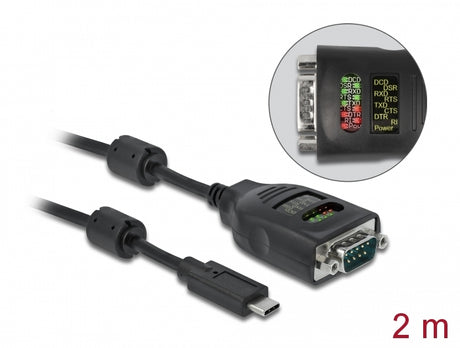 Delock 90414 Usb Type-C™ To Serial Db9 Adapter With 9 Led Rs-232 Tester