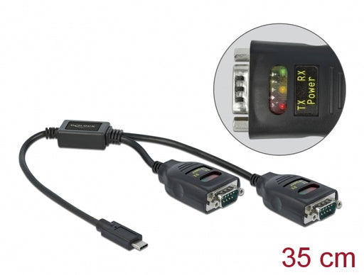 Delock 90494 Adapter Usb Type-C™ To 2 X Serial Rs-232 Db9