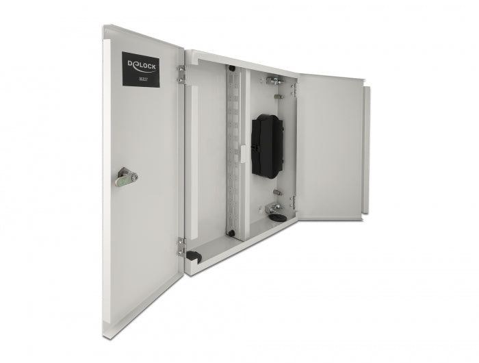 Delock 86837 Fiber Optic Wall Distribution Box With Double Door Grey