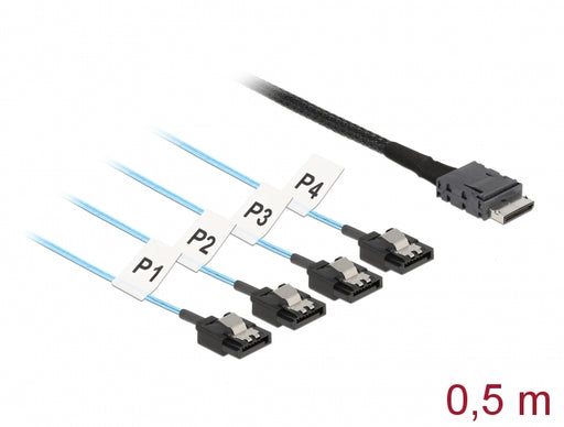 Delock 85468 Cable Oculink Sff-8611 > 4 X Sata 7 Pin 0.5 M Metal