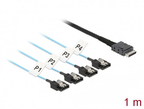 Delock 85829 Cable Oculink Sff-8611 > 4 X Sata 7 Pin 1 M Metal