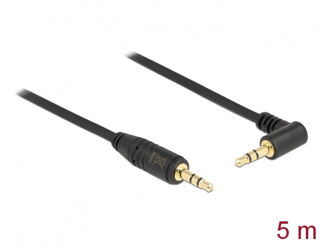 Delock 83760 Stereo Jack Cable 3.5 Mm 3 Pin Male > Male Angled 5 M Black