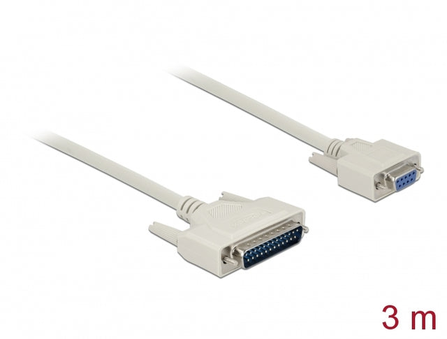 Delock 85525 Serial Cable D-Sub 25 Male To D-Sub 9 Female 3 M