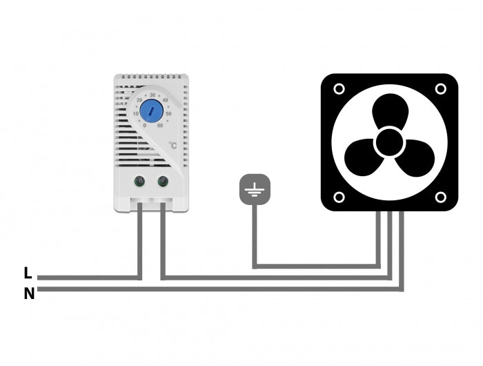 Delock 66823 Thermostat With Normally Open Contact For Din Rail