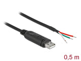 Delock 63497 Adapter Cable Usb 2.0 To Serial Rs-232 With 3 Open Wires 0.5 M