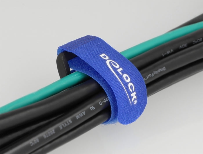 Delock 19527 Hook-And-Loop Cable Tie With Loop L 150 X W 20 Mm Blue 5 Pieces