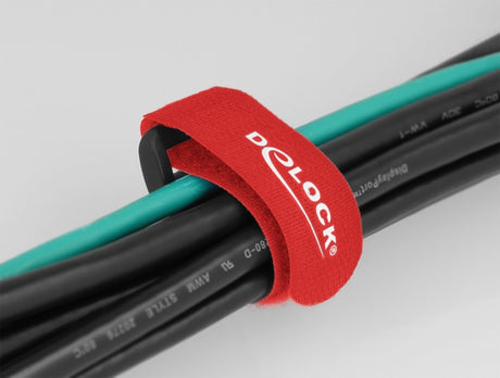 Delock 19526 Hook-And-Loop Cable Tie With Loop L 150 X W 20 Mm Red 5 Pieces