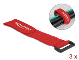 Delock 19535 Hook-And-Loop Cable Tie With Loop L 280 X W 38 Mm Red 3 Pieces