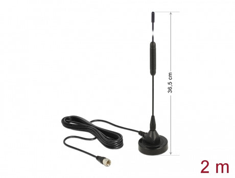 Delock 12412 Dab+ Antenna F Plug 0 Dbi Omnidirectional With Magnetic Base Fixed