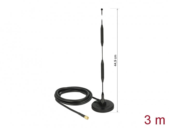 Delock 12425 Lte Antenna Sma Plug 5 Dbi 44.9 Cm Fixed Omnidirectional With Base