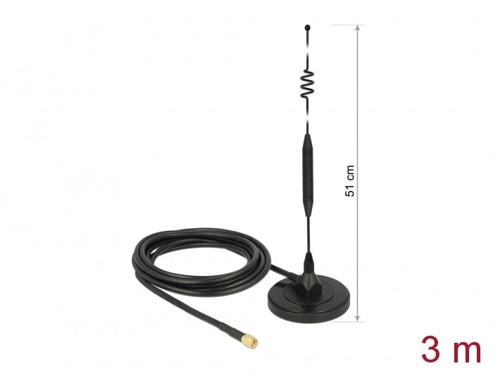 Delock 12429 Lte Antenna Sma Plug 6 Dbi Fixed Omnidirectional With Base