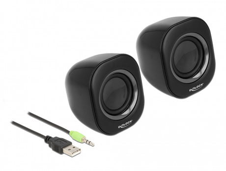 Delock 27002 Mini Stereo Pc Speaker W/ 3.5 Mm Stereo Jack Male And Usb Powered