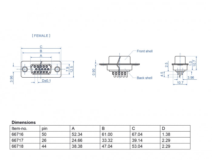 Delock 66716 D-Sub Hd 50 Pin Female Metal, Solder Version, 2 Pieces