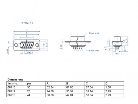 Delock 66716 D-Sub Hd 50 Pin Female Metal, Solder Version, 2 Pieces