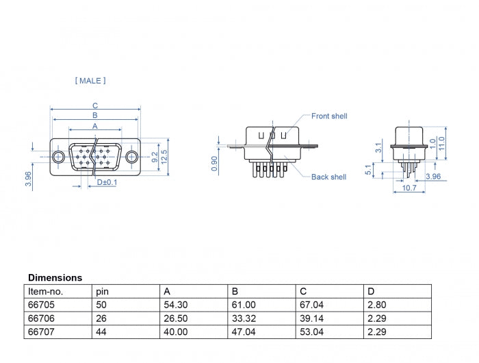 Delock 66705 D-Sub Hd 50 Pin Male Metal, Solder Version, 2 Pieces