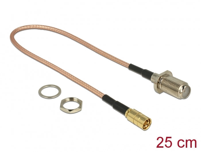 Delock 13024 Antenna Cable F Jack Bulkhead > Smb Plug Rg-316 25 Cm