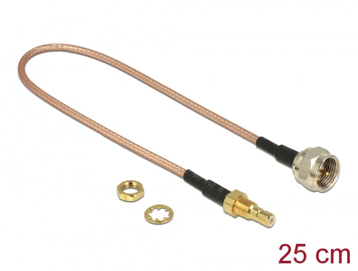 Delock 13025 Antenna Cable F Plug > Smb Jack Bulkhead Rg-316 25 Cm