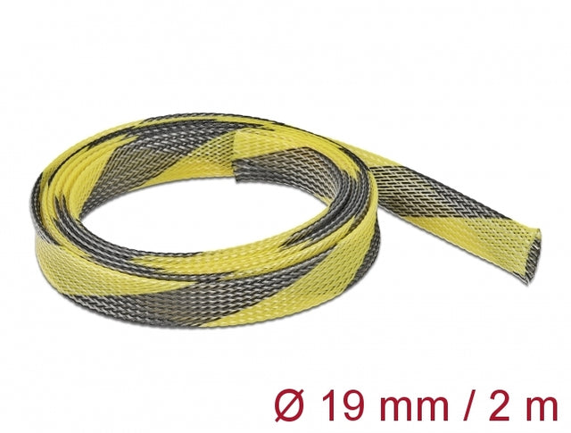 Delock 20742 Braided Sleeve Stretchable 2 M X 19 Mm Black-Yellow