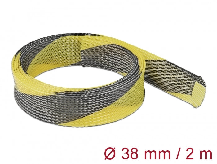 Delock 20752 Braided Sleeve Stretchable 2 M X 38 Mm Black-Yellow