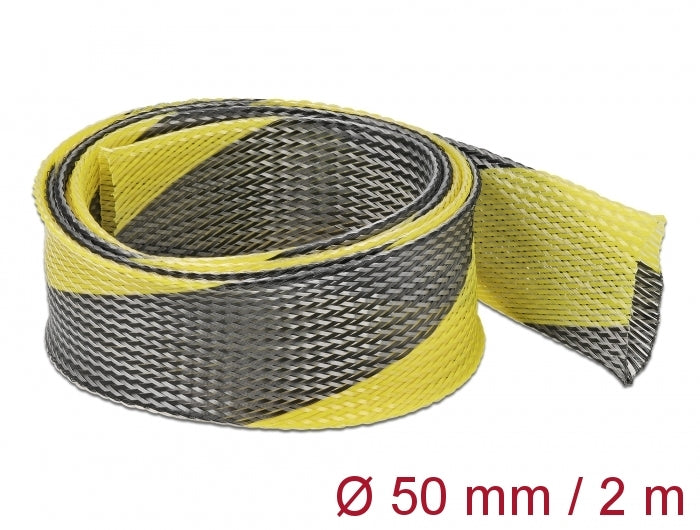 Delock 20757 Braided Sleeve Stretchable 2 M X 50 Mm Black-Yellow