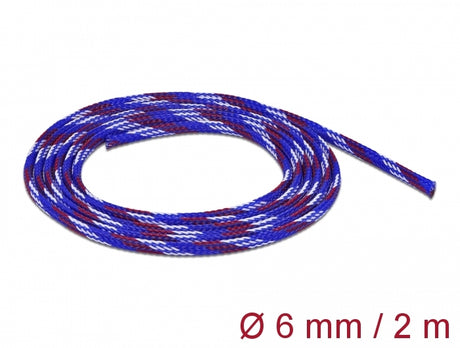 Delock 20741 Braided Sleeve Stretchable 2 M X 6 Mm Blue-Red-White