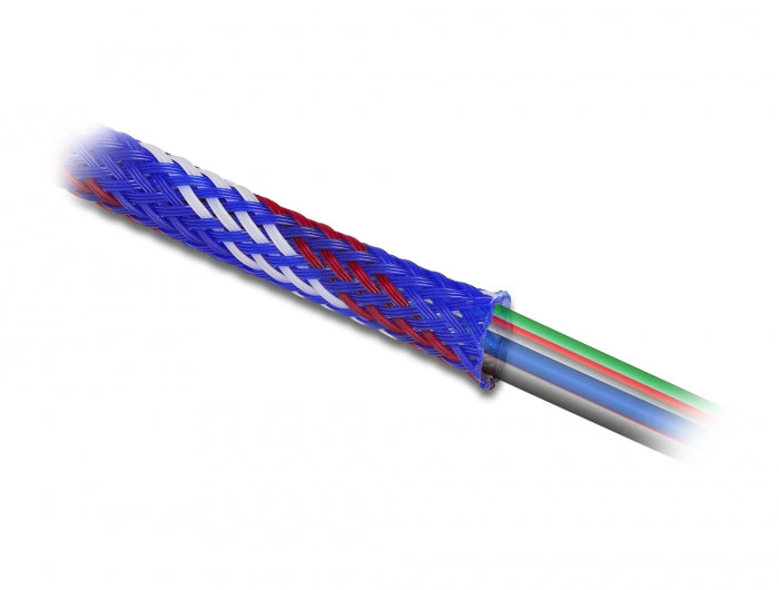 Delock 20741 Braided Sleeve Stretchable 2 M X 6 Mm Blue-Red-White