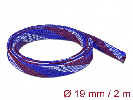 Delock 20746 Braided Sleeve Stretchable 2 M X 19 Mm Blue-Red-White