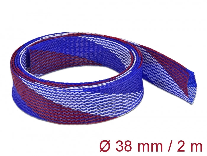 Delock 20756 Braided Sleeve Stretchable 2 M X 38 Mm Blue-Red-White