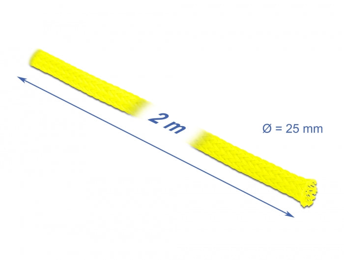 Delock 20750 Braided Sleeve Stretchable 2 M X 25 Mm Yellow