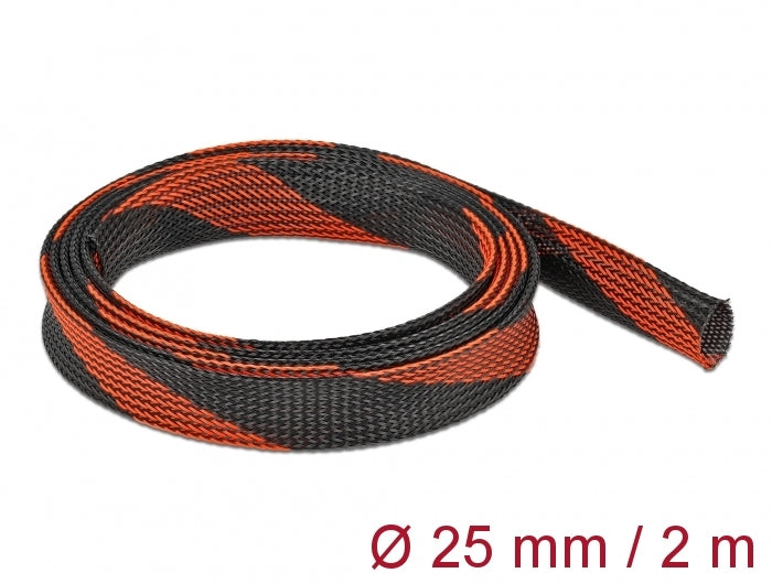 Delock 20748 Braided Sleeve Stretchable 2 M X 25 Mm Black-Red