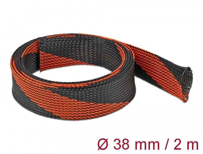 Delock 20753 Braided Sleeve Stretchable 2 M X 38 Mm Black-Red