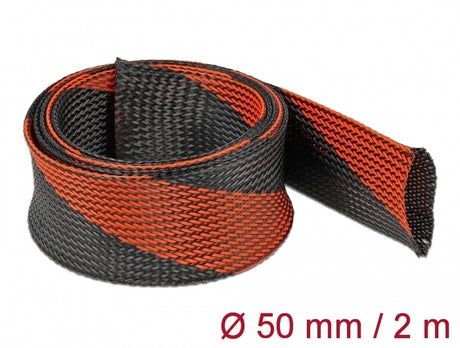 Delock 20758 Braided Sleeve Stretchable 2 M X 50 Mm Black-Red