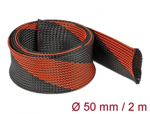 Delock 20758 Braided Sleeve Stretchable 2 M X 50 Mm Black-Red