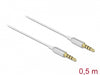 Delock 66073 Stereo Jack Cable 3.5 Mm 4 Pin Male To Male Ultra Slim 0.5 M White