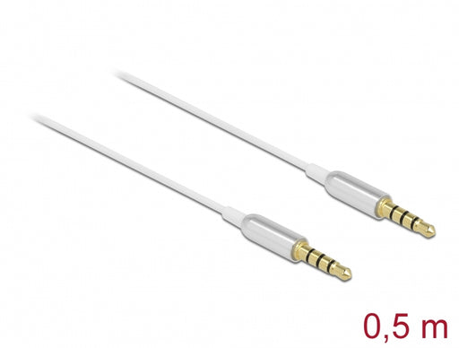 Delock 66073 Stereo Jack Cable 3.5 Mm 4 Pin Male To Male Ultra Slim 0.5 M White