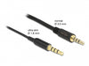 Delock 66075 Stereo Jack Cable 3.5 Mm 4 Pin Male To Male Ultra Slim 0.5 M Black