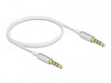 Delock 66073 Stereo Jack Cable 3.5 Mm 4 Pin Male To Male Ultra Slim 0.5 M White